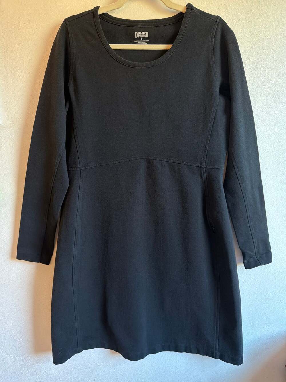 Duluth Trading Co. Women’s Black Long Sleeve Dress with Side-Zip Pocket | Size L